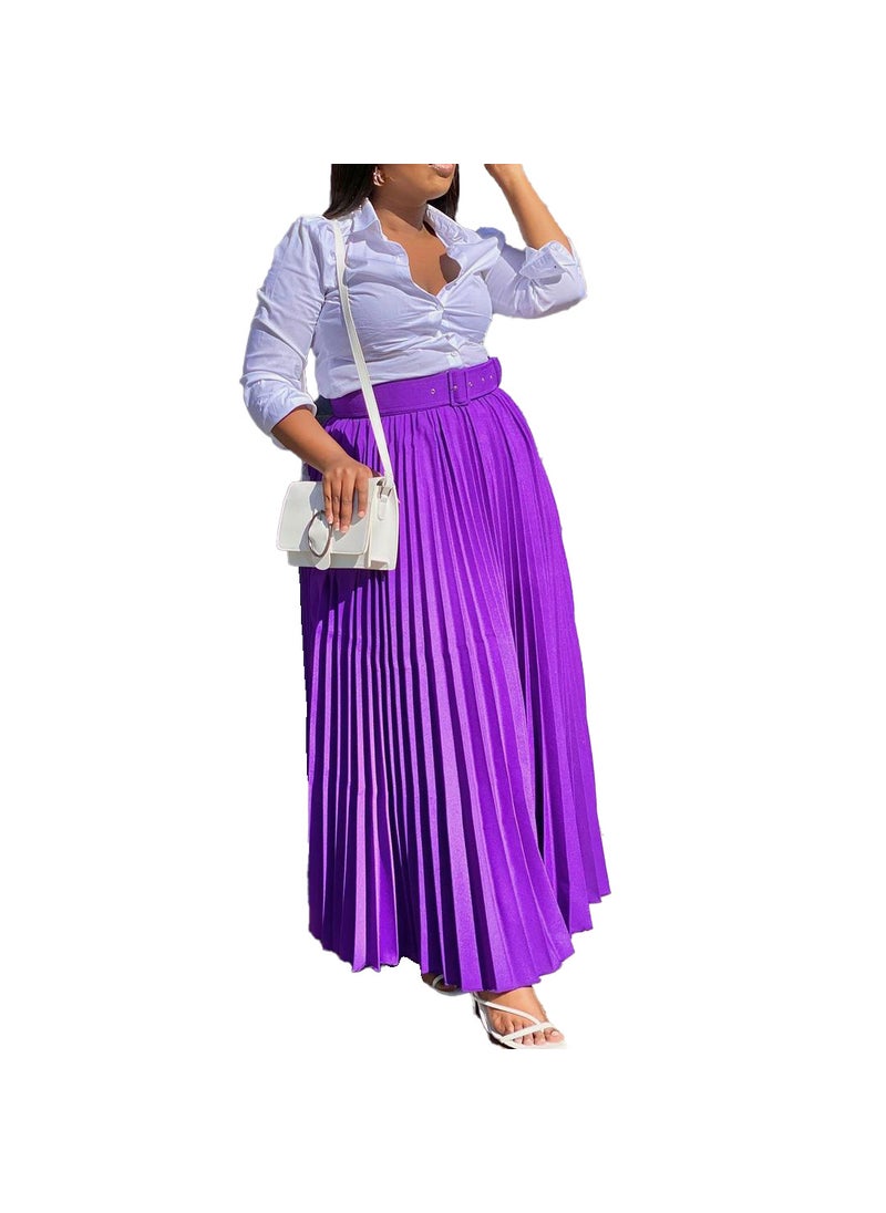 C8499P Spot with Belt European and American Women's Elegant Elegant Pleated Personality Large Skirt Skirt Foreign Trade Skirt