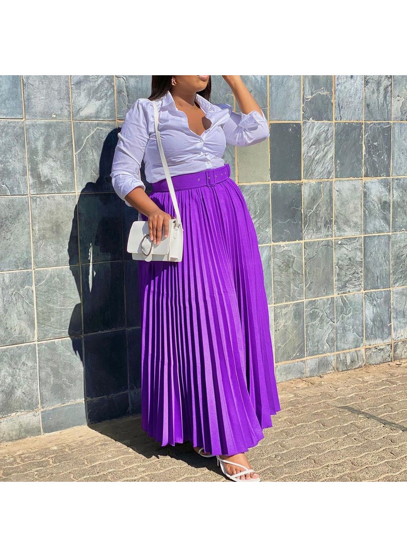 C8499P Spot with Belt European and American Women's Elegant Elegant Pleated Personality Large Skirt Skirt Foreign Trade Skirt