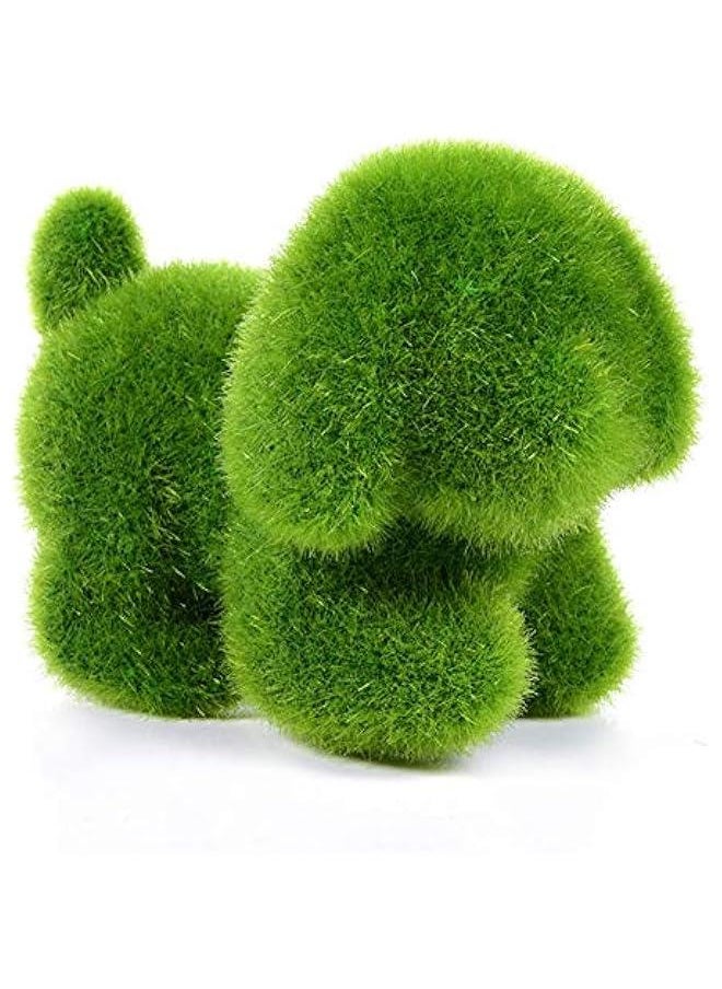 Artificial Moss Squirrel Puppy Faux Moss Covered Squirrel Dog Statue Green Moss Balls Decorative Moss Turf Grass Animal Flocking Ornament for  Decorations (Dog)