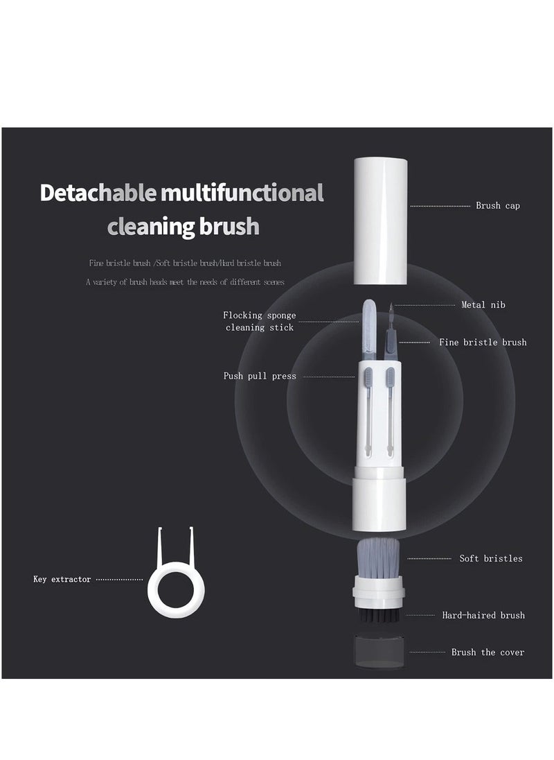 6 in 1 Cleaner Kit for Airpods 1 2 3 Pro Headphones Earbuds and Case & Keyboard Cleaner Kit with Brush and Soft Flocking Pen, Multi-Function Cleaner Kit for Earphones Keyboard Phone Camera