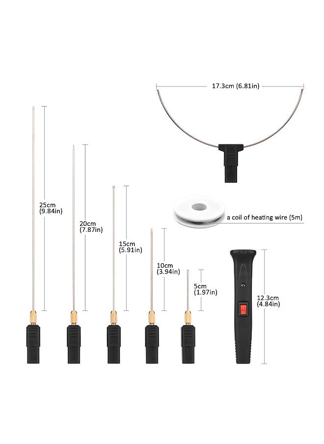 24W Handheld Electric Foam Cutter Kit with 5 Straight Tips & 1 Arch Tip Constant Temperature Portable Foam Cutting Pen Hot Wire Cutter Styrofoam Cutting Tool Engraver