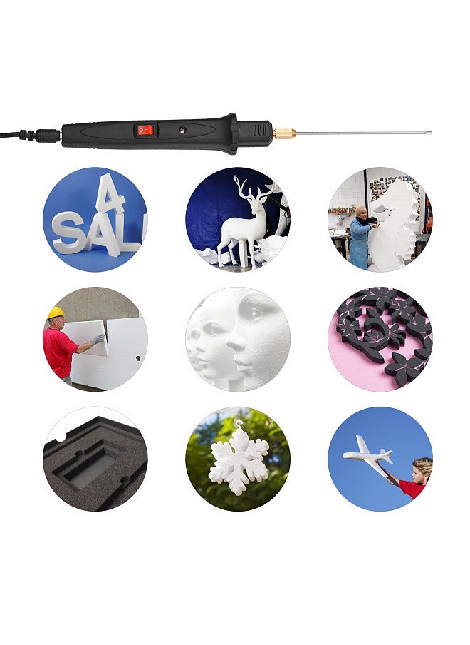 24W Handheld Electric Foam Cutter Kit with 5 Straight Tips & 1 Arch Tip Constant Temperature Portable Foam Cutting Pen Hot Wire Cutter Styrofoam Cutting Tool Engraver