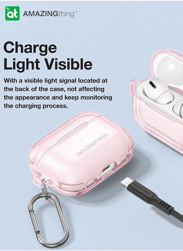 Minimal Airpods Pro 2 Case Cover (2nd Generation) with Carabiner - Pink