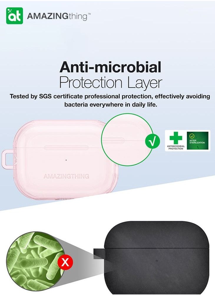 Minimal Airpods Pro 2 Case Cover (2nd Generation) with Carabiner - Pink