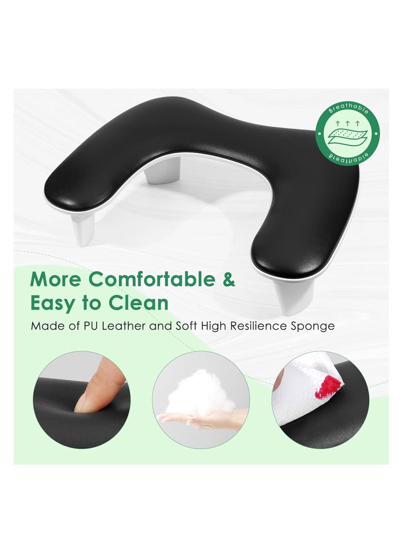 Nail Arm Rest for Nails Tech U Shaped - Black Nail Arm Rest Comfortable Manicure Nail Hand Rest Pillow Cushion, PU Leather Nail Armrest Stand for Acrylic Nail Art-Tech, Quick Installation