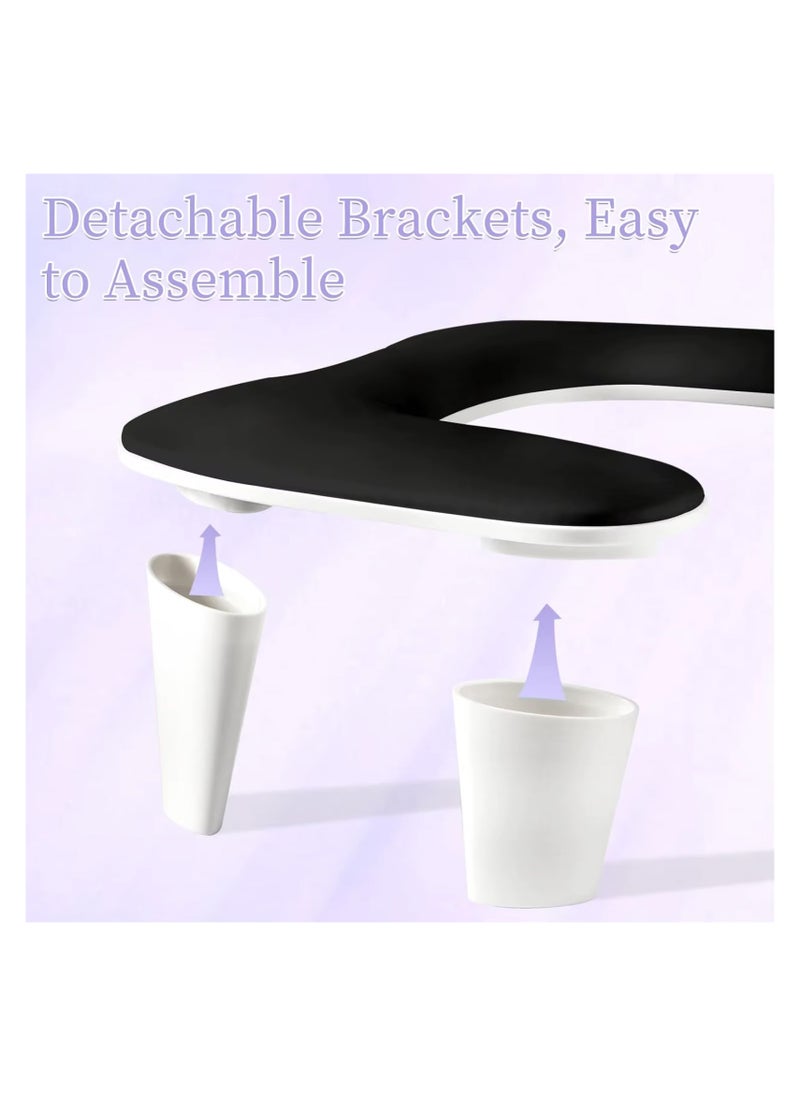 Nail Arm Rest for Nails Tech U Shaped - Black Nail Arm Rest Comfortable Manicure Nail Hand Rest Pillow Cushion, PU Leather Nail Armrest Stand for Acrylic Nail Art-Tech, Quick Installation