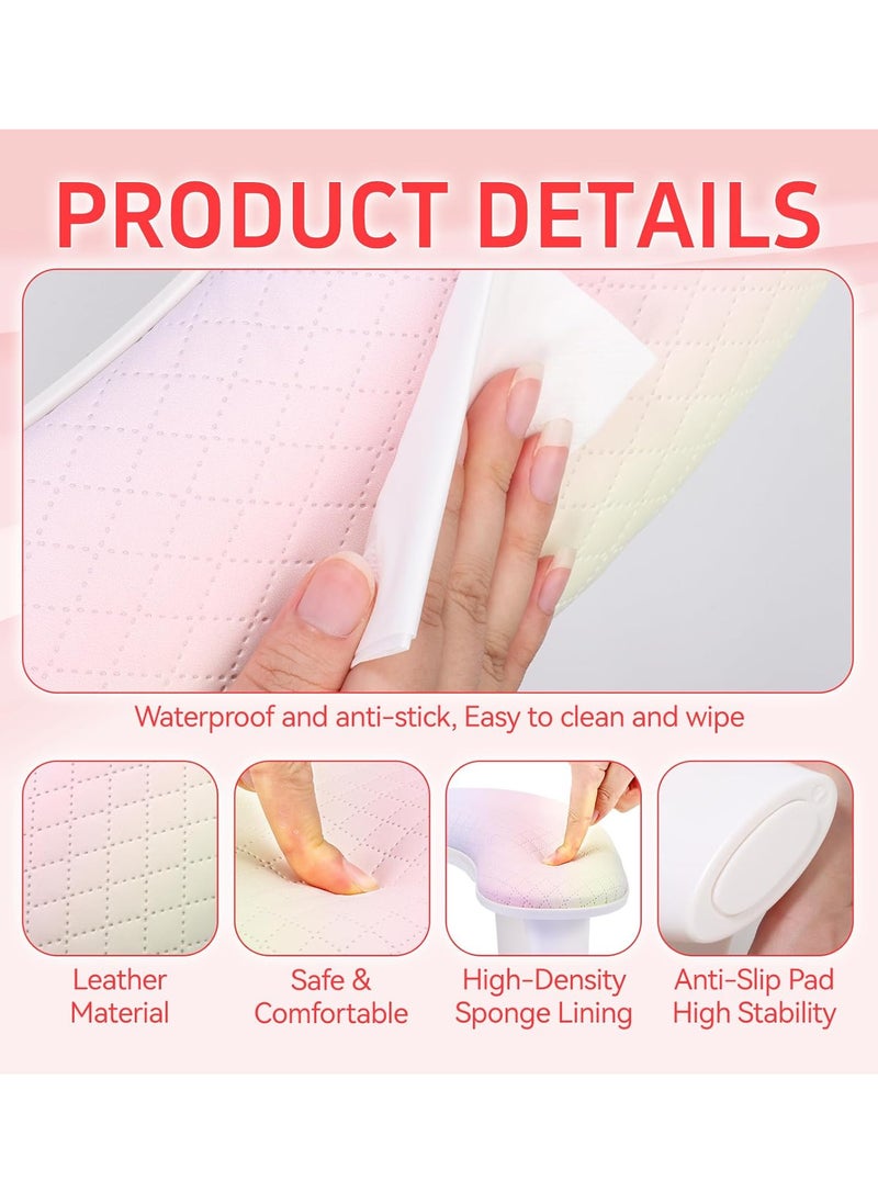 Nail Arm Rest for Nails Tech U Shaped - Unicorn Shade Nail Arm Rest Comfortable Manicure Nail Hand Rest Pillow Cushion, PU Leather Nail Armrest Stand for Acrylic Nail Art Tech, Quick Installation