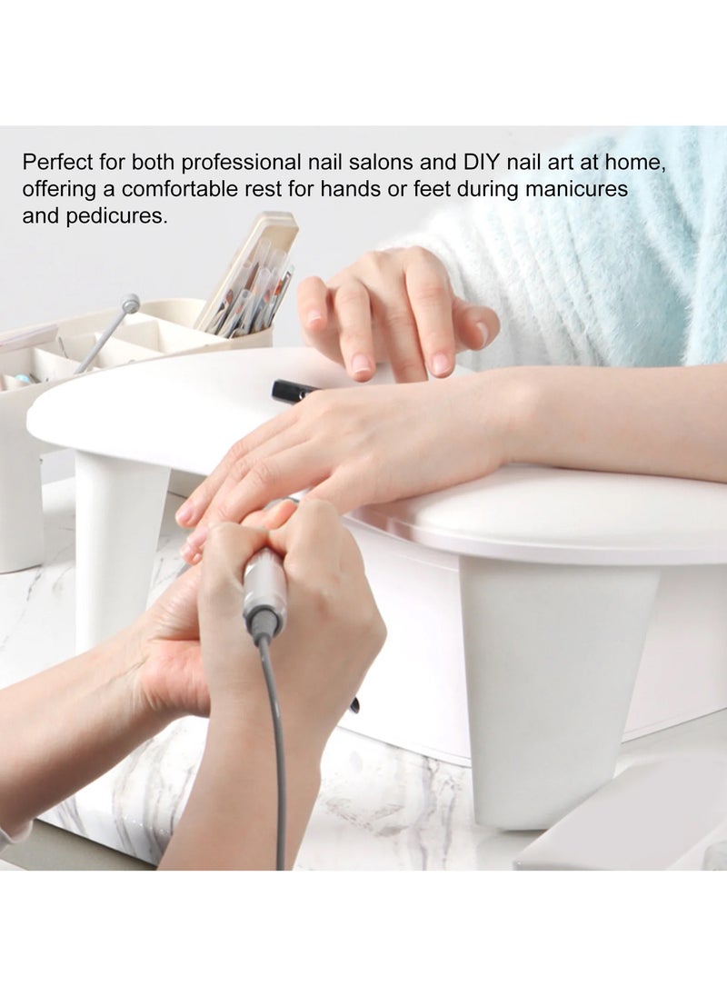 Nail Arm Rest for Nails Tech, White U Shaped - Comfortable Manicure Nail Hand Rest Pillow Cushion, PU Leather Nail Armrest Stand for Acrylic Nail Art Tech, Quick Installation Nail Arm Rest