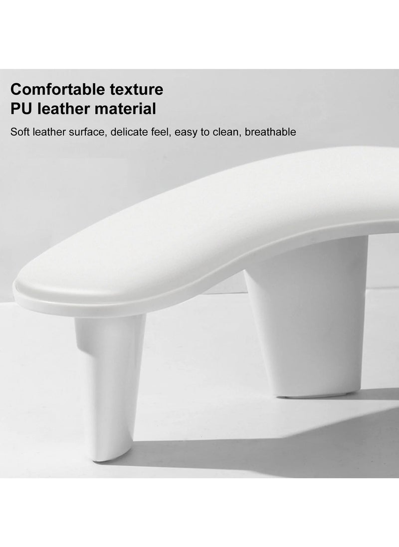 Nail Arm Rest for Nails Tech, White U Shaped - Comfortable Manicure Nail Hand Rest Pillow Cushion, PU Leather Nail Armrest Stand for Acrylic Nail Art Tech, Quick Installation Nail Arm Rest
