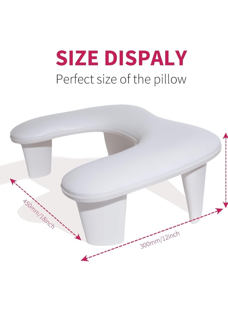 Nail Arm Rest for Nails Tech, White U Shaped - Comfortable Manicure Nail Hand Rest Pillow Cushion, PU Leather Nail Armrest Stand for Acrylic Nail Art Tech, Quick Installation Nail Arm Rest