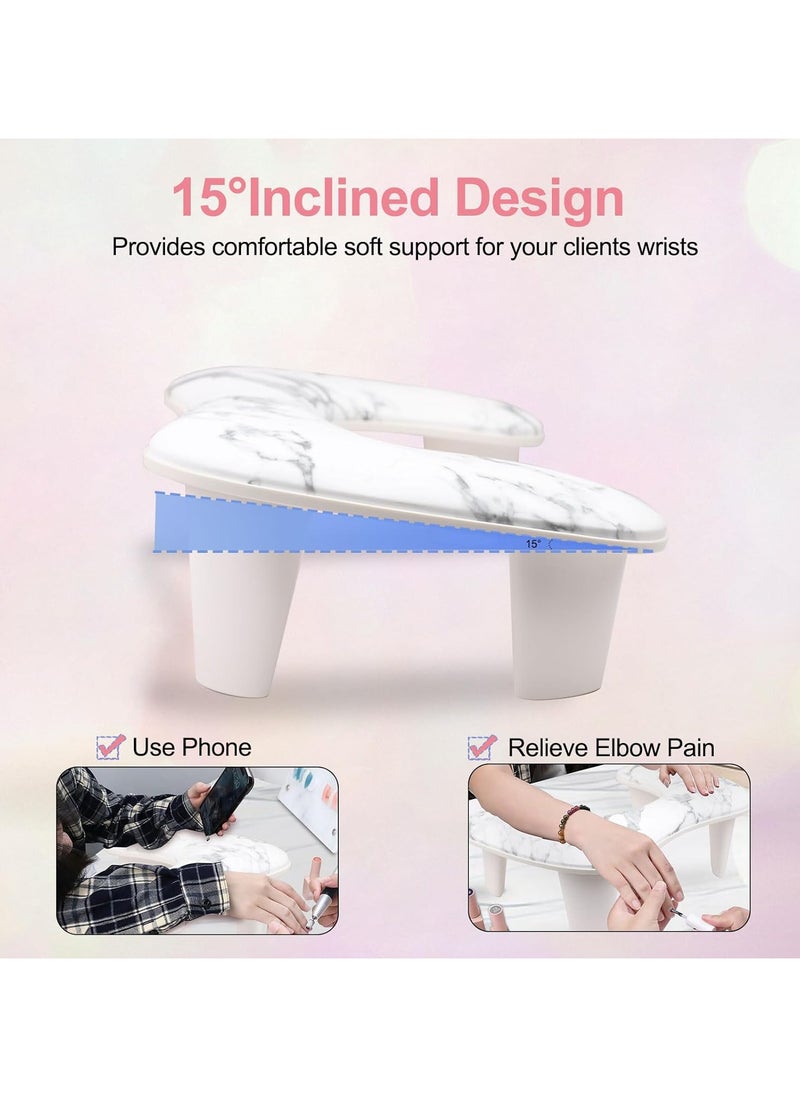 Nail Arm Rest for Nails Tech U Shaped - Grey Nail Arm Rest Comfortable Manicure Nail Hand Rest Pillow Cushion, PU Leather Nail Armrest Stand for Acrylic Nail Art Tech, Quick Installation