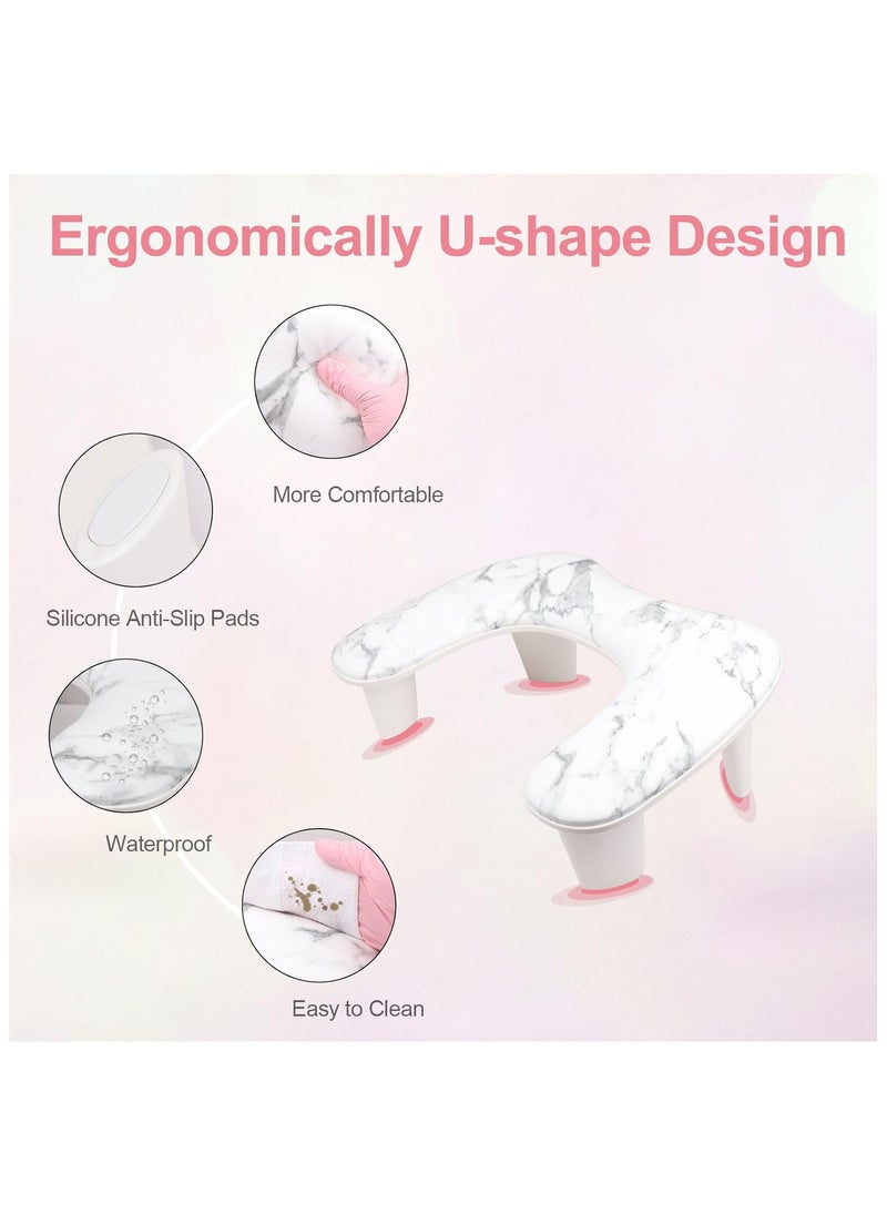 Nail Arm Rest for Nails Tech U Shaped - Grey Nail Arm Rest Comfortable Manicure Nail Hand Rest Pillow Cushion, PU Leather Nail Armrest Stand for Acrylic Nail Art Tech, Quick Installation