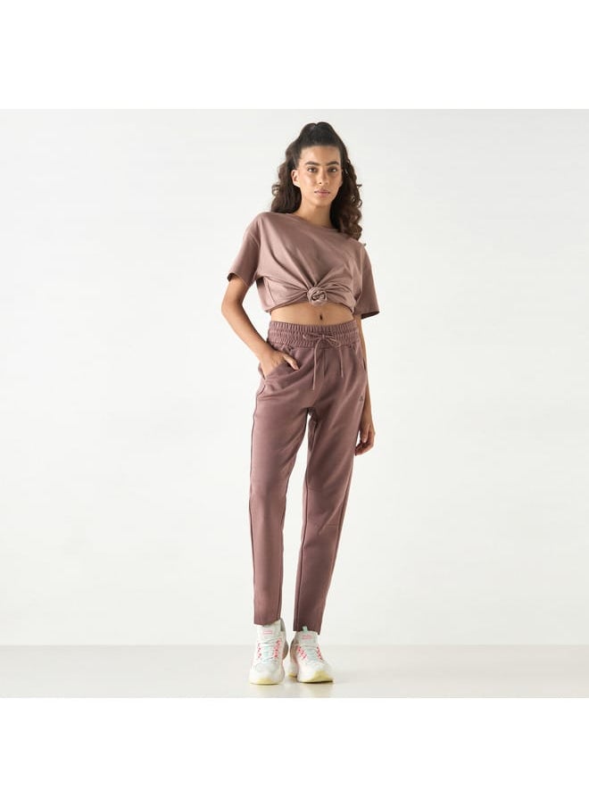 Kappa Solid Track Pants with Drawstring Closure and Pockets