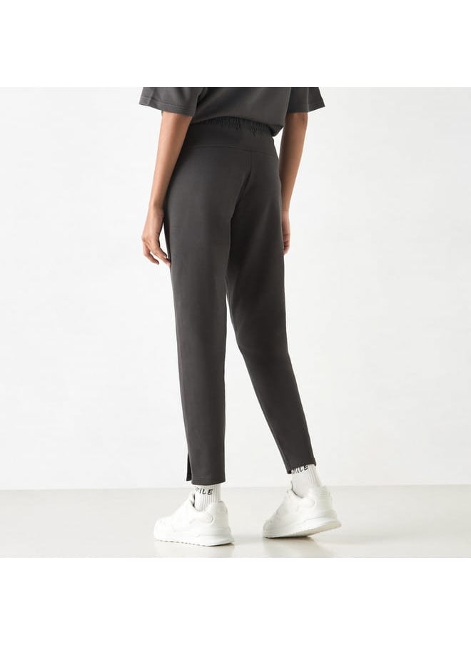 Kappa Solid Track Pants with Drawstring Closure and Pockets