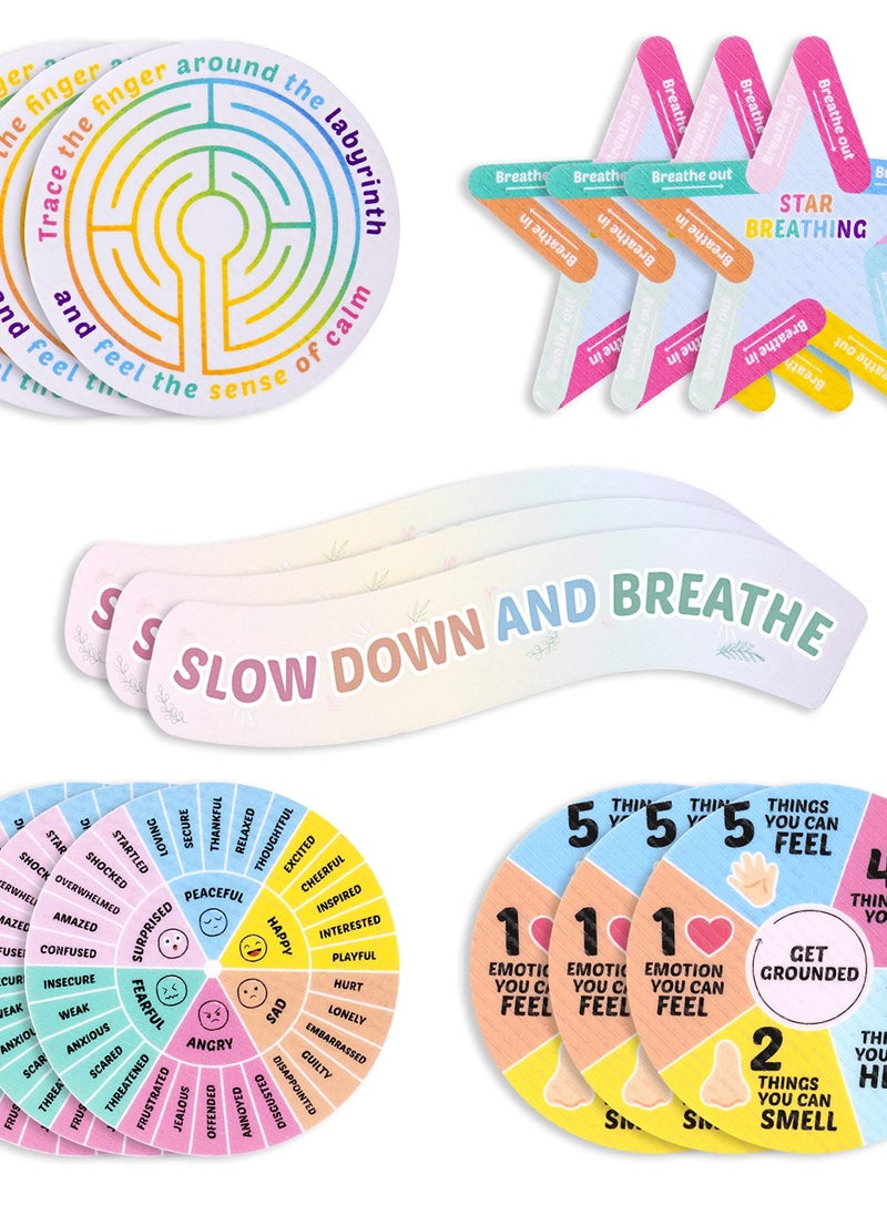 Calming Sensory Stickers, 15 Pack Mindfulness Stickers for Anxiety, Textured Stickers for Adults, Stickers for School Counselor Supplies