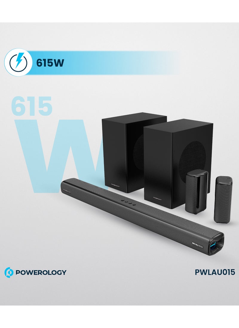 Sound Bar 5.2.4CH Dual Woofer Wireless Home Theater / Immersive Powerful Sound / Universal Audio Interface / Wireless Mic Included / Wireless Woofers & Speakers - Black