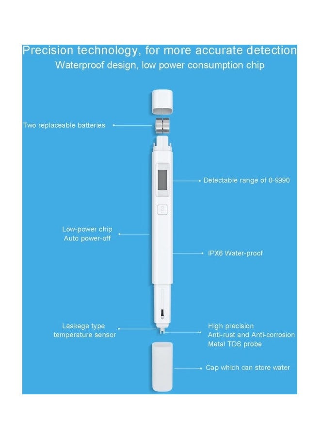 Professional Portable TDS Meter Detection Pen White 17x2x5cm