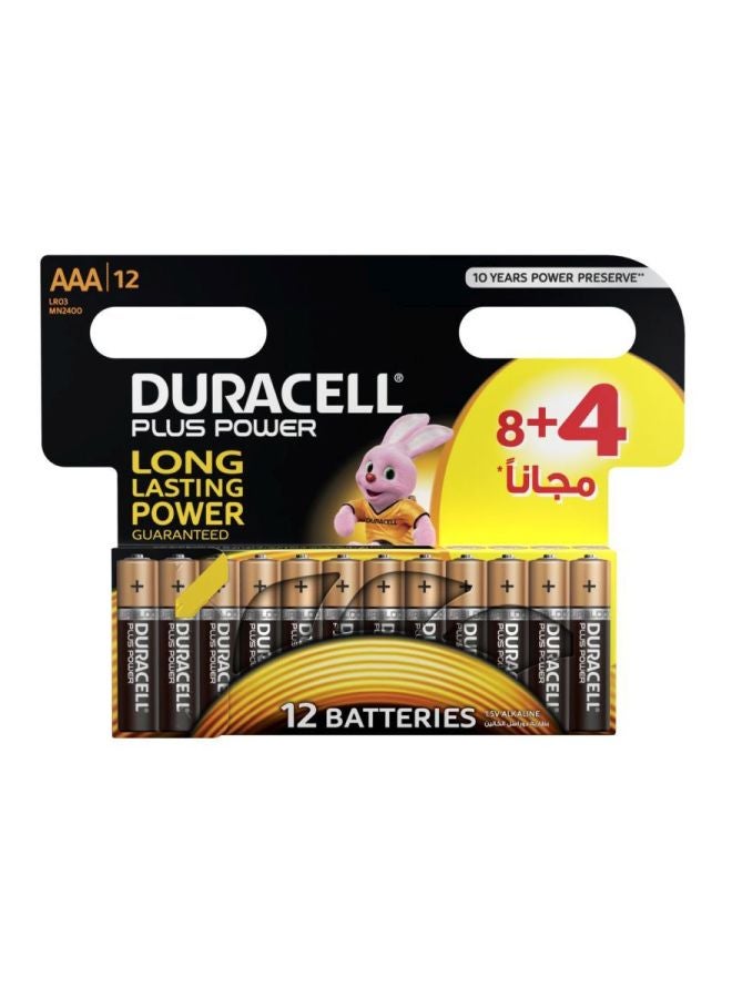 12-Piece Plus Power AAA Batteries Black/Beige/White