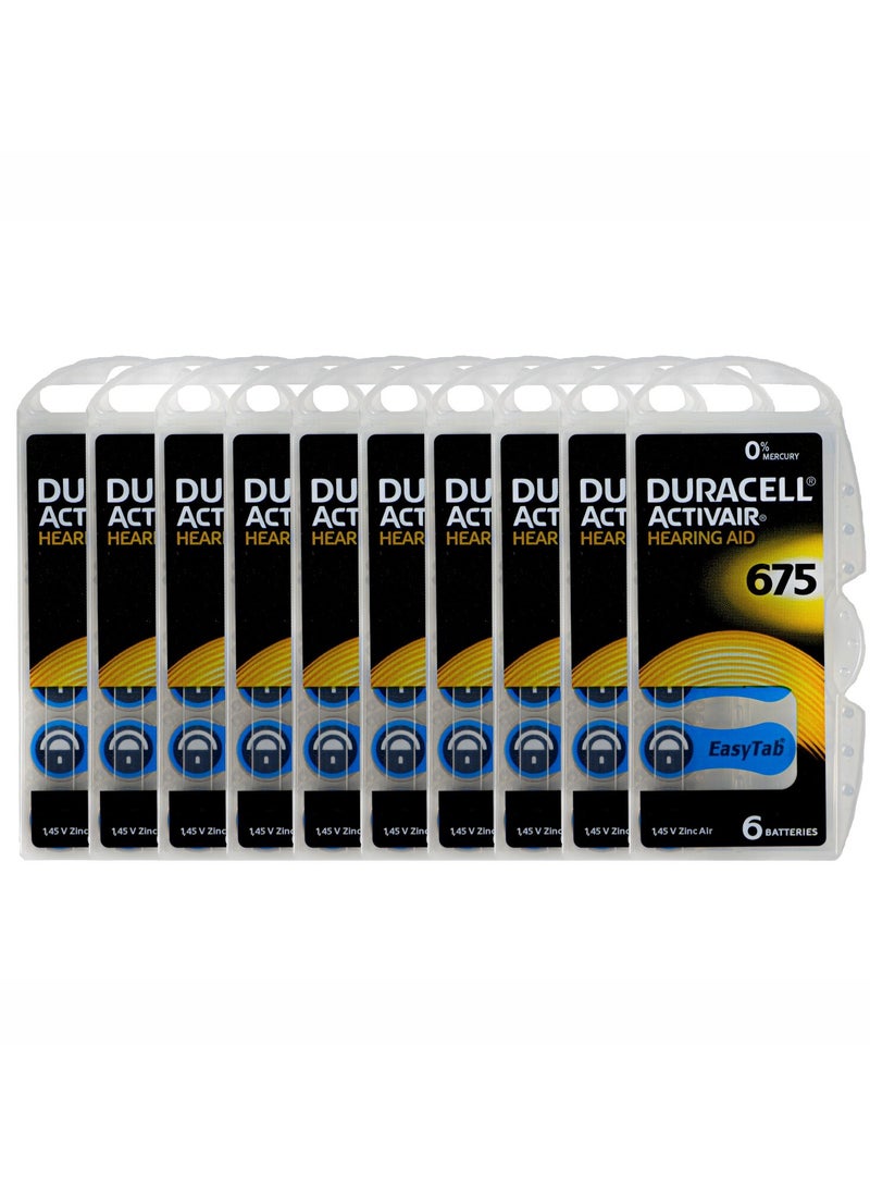 60x Duracell Activair Hearing Aid Batteries (Size 675) Zinc-Air 1.45V Mercury Free