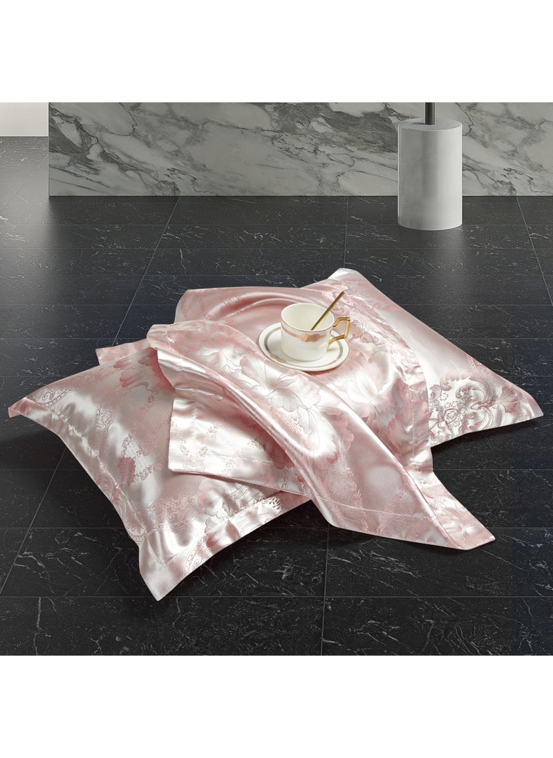 Luxurious Damask Jacquard Pillow Covers 48×74cm The fragrance of flowers is charming-pink gold [one pair of pillowcases]