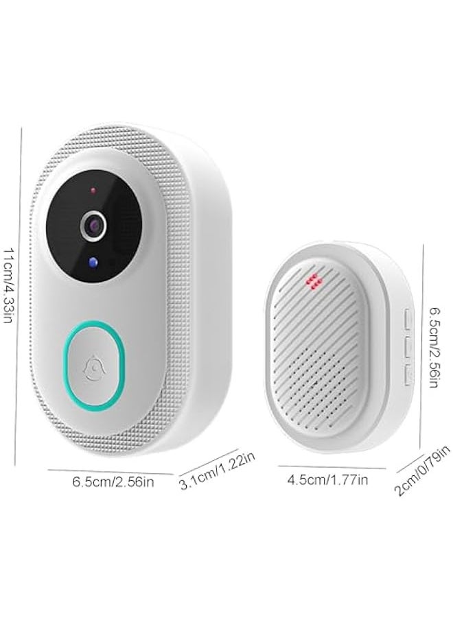 2024 Smart Doorbell with 75° Viewing Angle Smart Wireless Remote Video Doorbell Intelligent Visual Doorbell Two Way Audio Home HD Night Vision WiFi Door Doorbell (White)