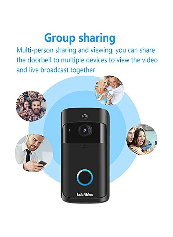 Wireless WiFi Doorbell Camera IP65 Waterproof HD WiFi Security Camera Real-Time Video for iOS & Android Phone Night Light Motion Detection (Black)