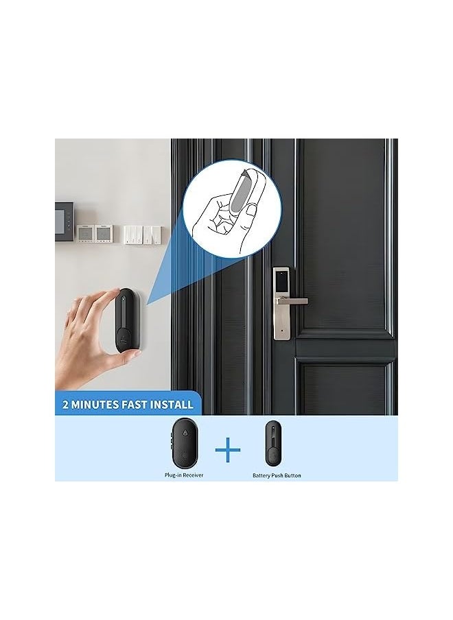 Wireless Doorbell, IP55 Waterproof Mini Door Bells Wall Plug-in Cordless Ring doorbell -1000ft Range, 55 Chimes, 5 Levels Volume, LED Indicator