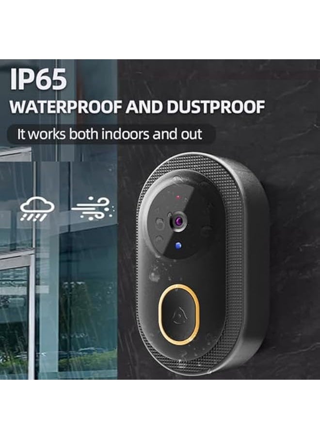 2024 Smart Doorbell with 75° Viewing Angle Smart Wireless Remote Video Doorbell Intelligent Visual Doorbell Two Way Audio Home HD Night Vision WiFi Door Doorbell (Black)
