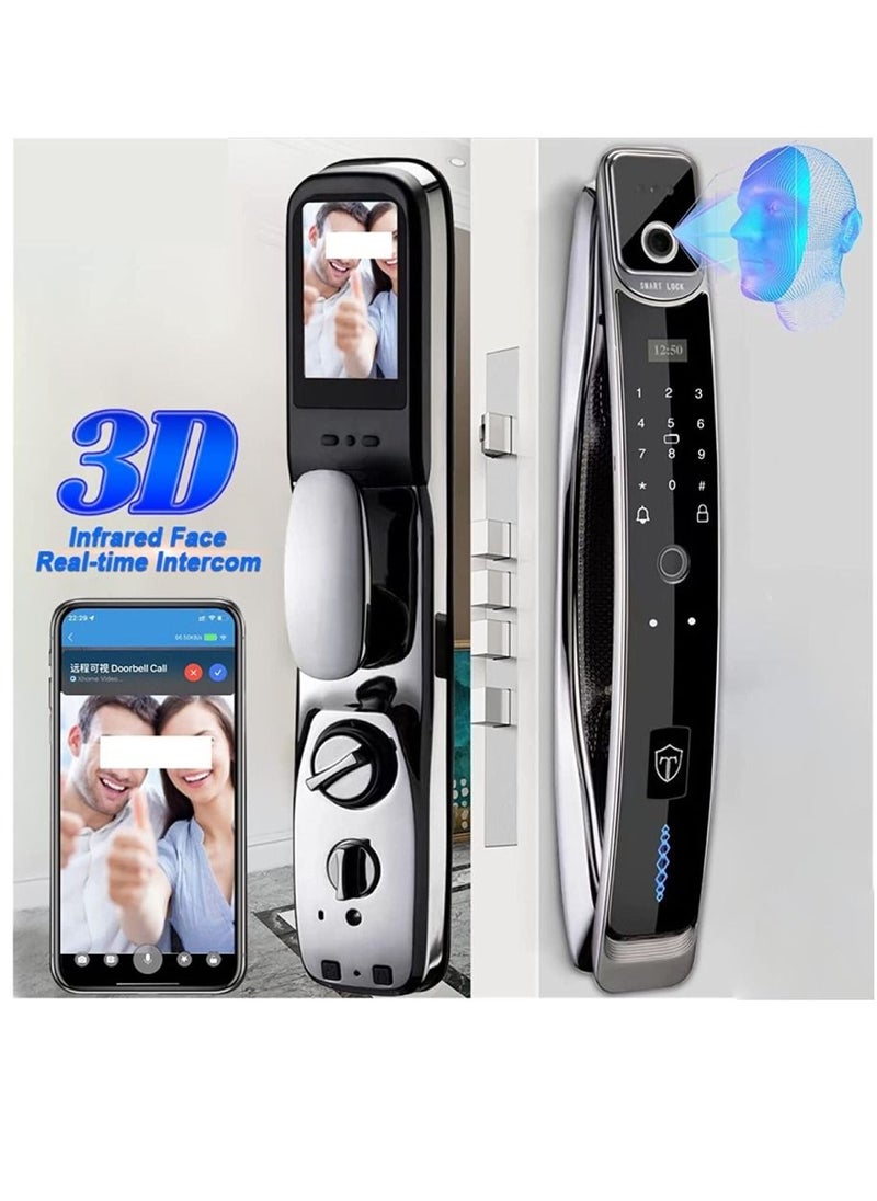 3D Face Real-time Intercom Smart Door Lock Security Face Camera Intelligent Fingerprint Password Biometric Electronic Key Unlock