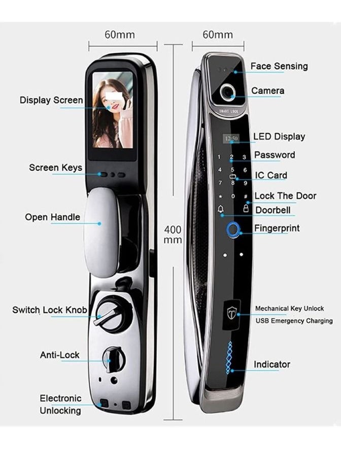 3D Face Real-time Intercom Smart Door Lock Security Face Camera Intelligent Fingerprint Password Biometric Electronic Key Unlock