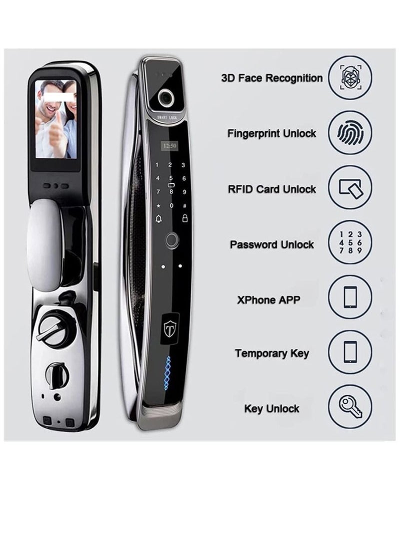 3D Face Real-time Intercom Smart Door Lock Security Face Camera Intelligent Fingerprint Password Biometric Electronic Key Unlock