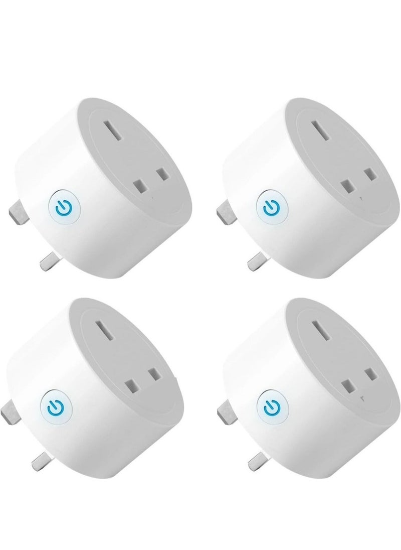 WiFi Smart Plug 16A 4 Pack Energy Monitoring WLAN Smart Plug Socket Work With Alexa Echo Google Home Mini Smart Outlet Remote And Voice Control No Hub Required  2.4GHz WiFi Only