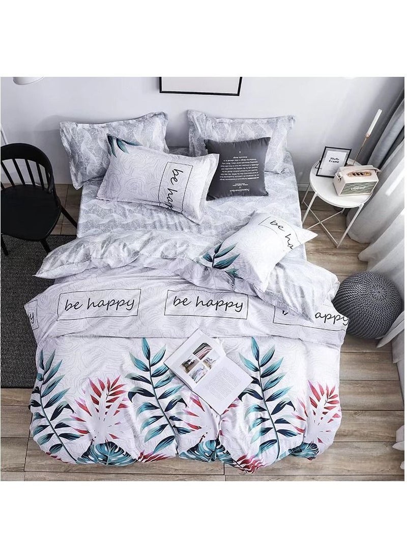 4-Piece Single Size Duvet Cover Set 1 Duvet Cover+1 Fitted Sheet+2 Pillow Cases Microfibre NATSUKASHII Duvet Cover - 160x210 cm Fitted Sheet - 120x200+25 cm Pillow Cover-Microfiber Multicolour