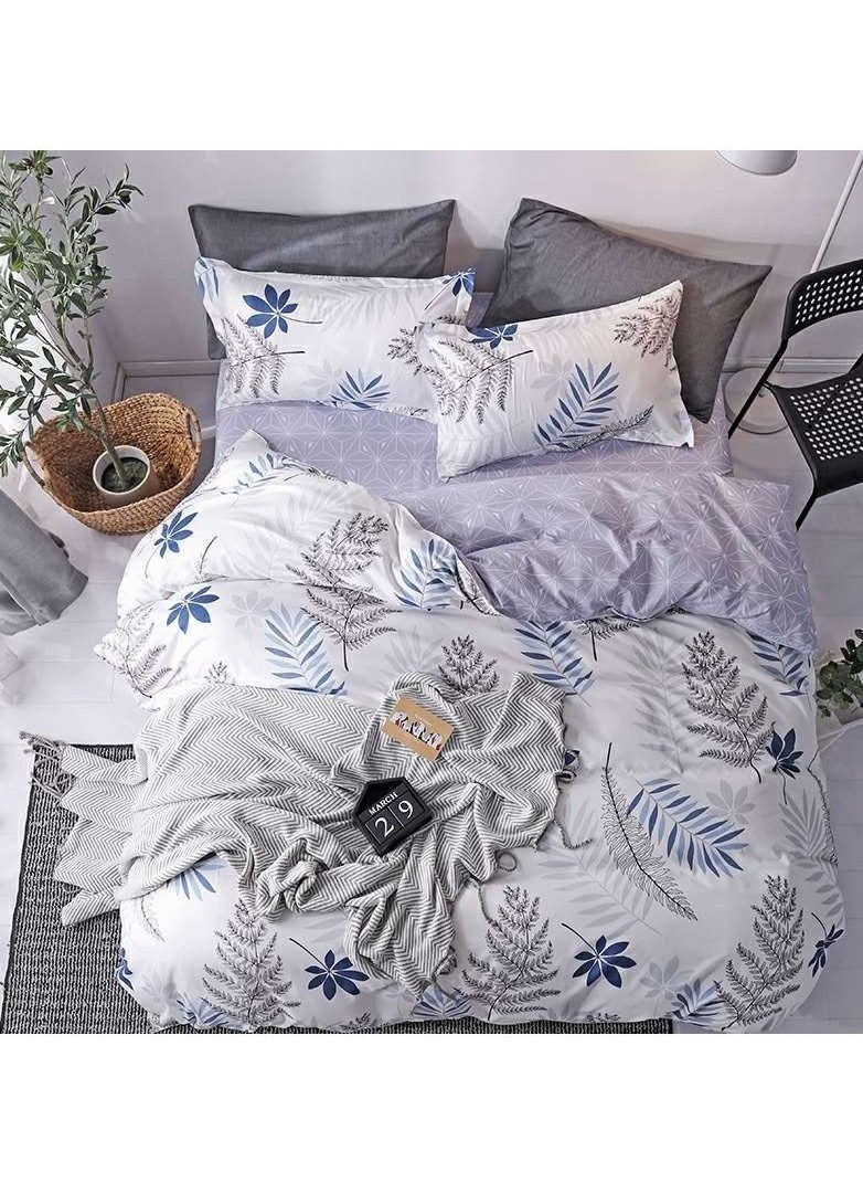 4-Piece Single Size Duvet Cover Set 1 Duvet Cover+1 Fitted Sheet+2 Pillow Cases Microfibre NATSUKASHII Duvet Cover - 160x210 cm Fitted Sheet - 120x200+25 cm Pillow Cover - Microfiber Multicolour