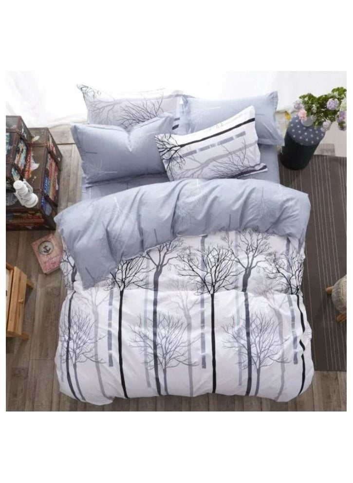 4-Piece Single Size Duvet Cover Set 1 Duvet Cover + 1 Fitted Sheet + 2 Pillow Cases Microfibre NATSUKASHII Duvet Cover - 160x210 cm; Fitted Sheet - 120x200+25 cm; Pillow Cover - Microfiber Multicolour