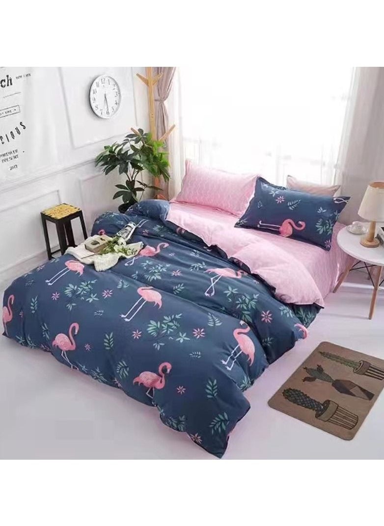 4-Piece Single Size Duvet Cover Set 1 Duvet Cover+1 Fitted Sheet+2 Pillow Cases Microfibre NATSUKASHII Duvet Cover - 160x210 cm Fitted Sheet - 120x200, 25 cm Pillow Cover - Microfiber Multicolour