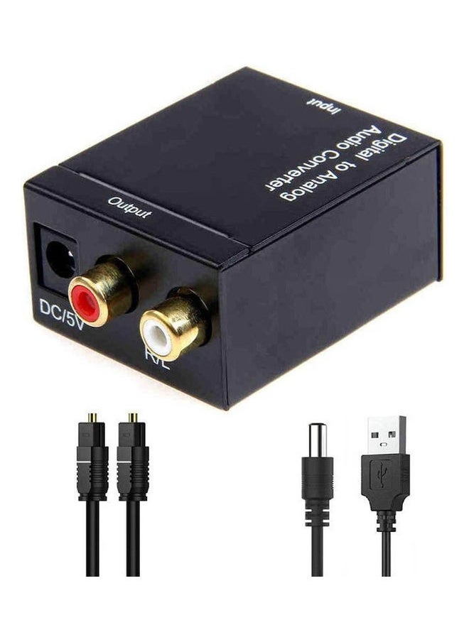 Digital To Analog Audio Converter Digital Optical Spdif Coaxial To Analog L/R Rca Converter Toslink To 3.5Mm Jack Audio Adapter With Optical Cable Usb Power Black