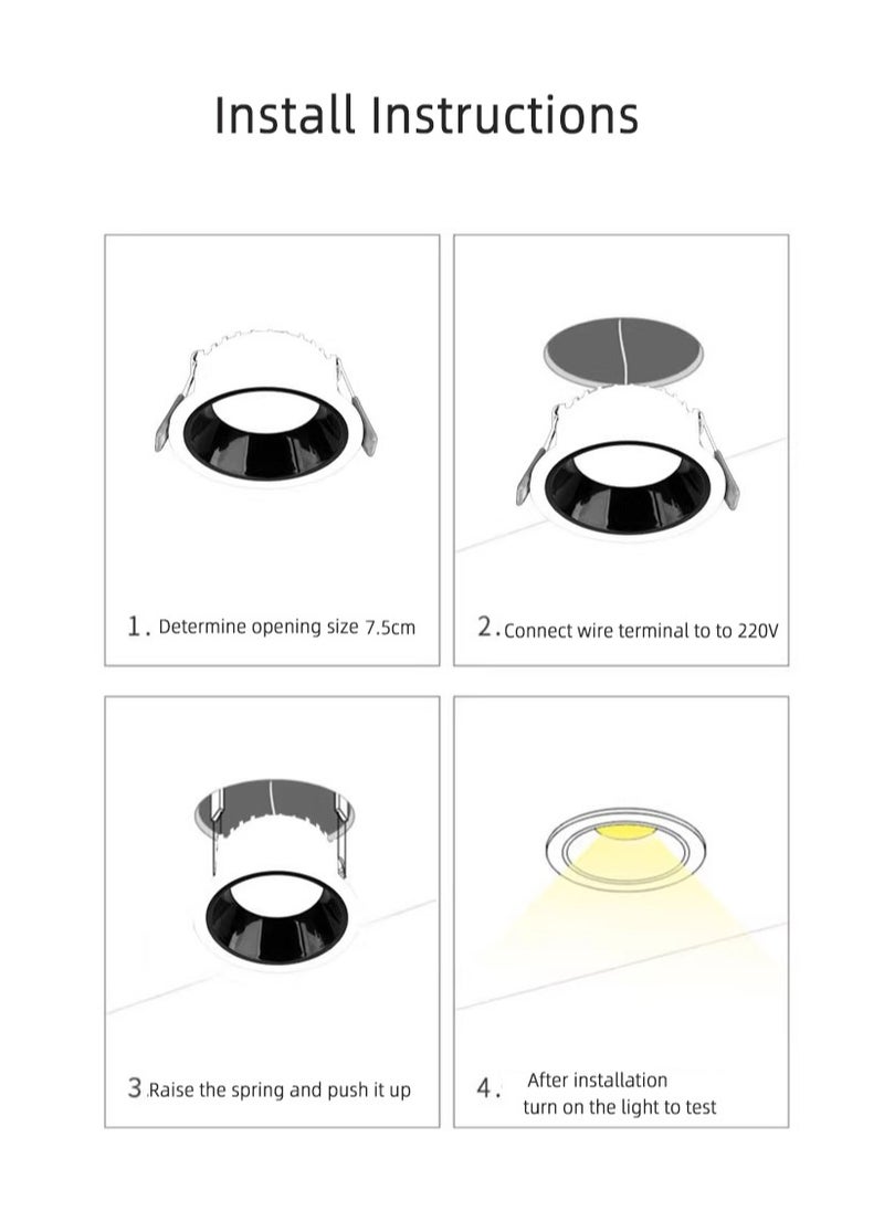 7W LED Recessed Downlight With Separate Driver AC85-265V,Surface Ceiling Panel Light White (PACK OF 2PCS)