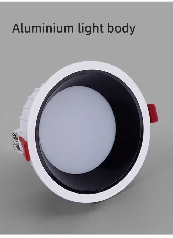 7W LED Recessed Downlight With Separate Driver AC85-265V,Surface COB Ceiling Panel Light Black Reflector shade (PACK OF 2PCS)