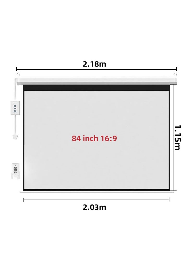 84-100-120 Inch 16:9 Wall Mount Electric Projector Screen Motorized Projection Curtain with Remote Control For Business/School/Office/Meeting