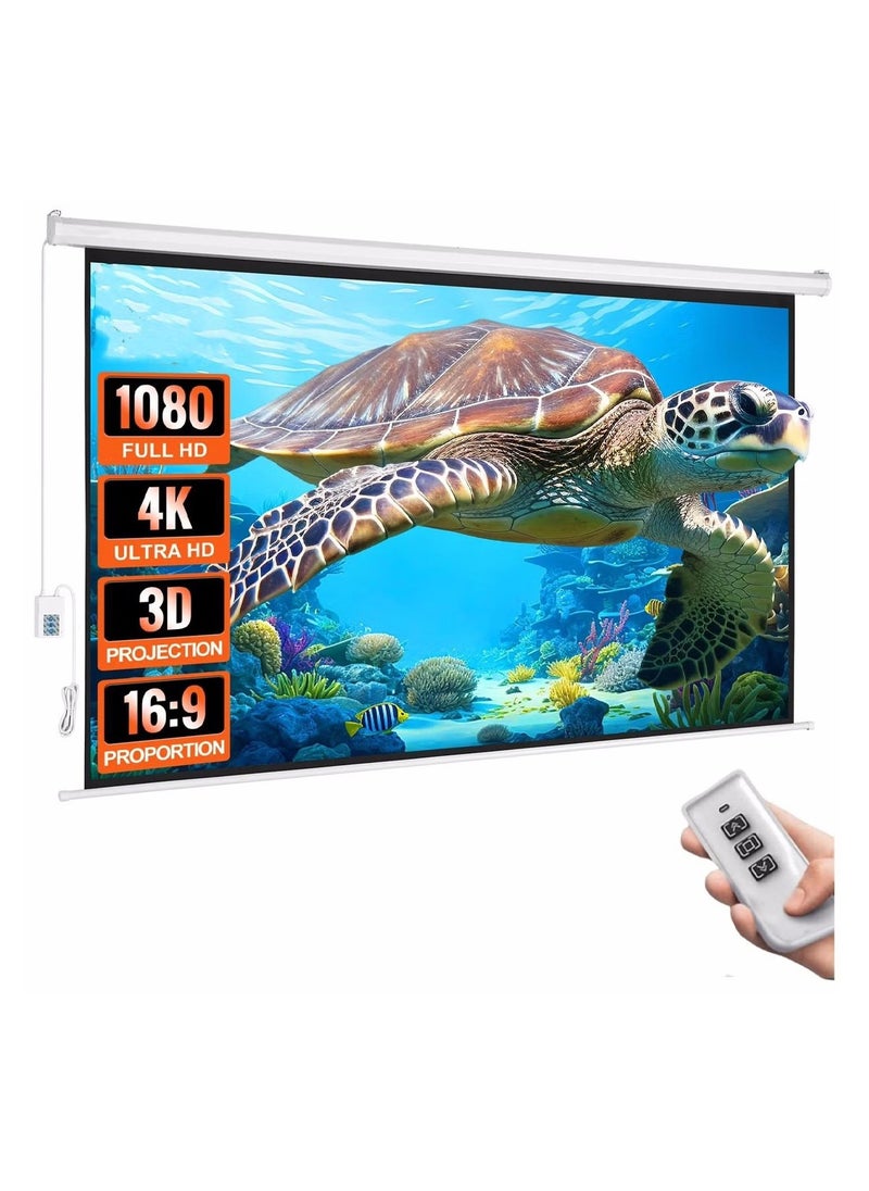 84-100-120 Inch 16:9 Wall Mount Electric Projector Screen Motorized Projection Curtain with Remote Control For Business/School/Office/Meeting