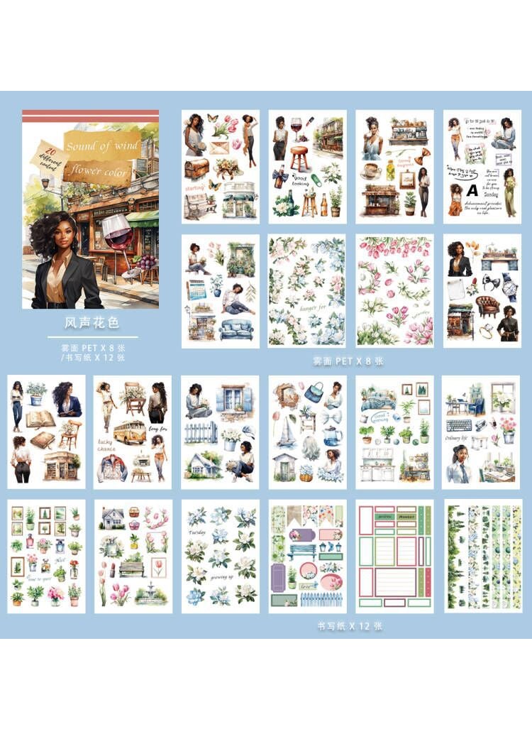 Retro artistic palace style Journal decoration cutting-free sticker book travel character Journal material pet sticker book