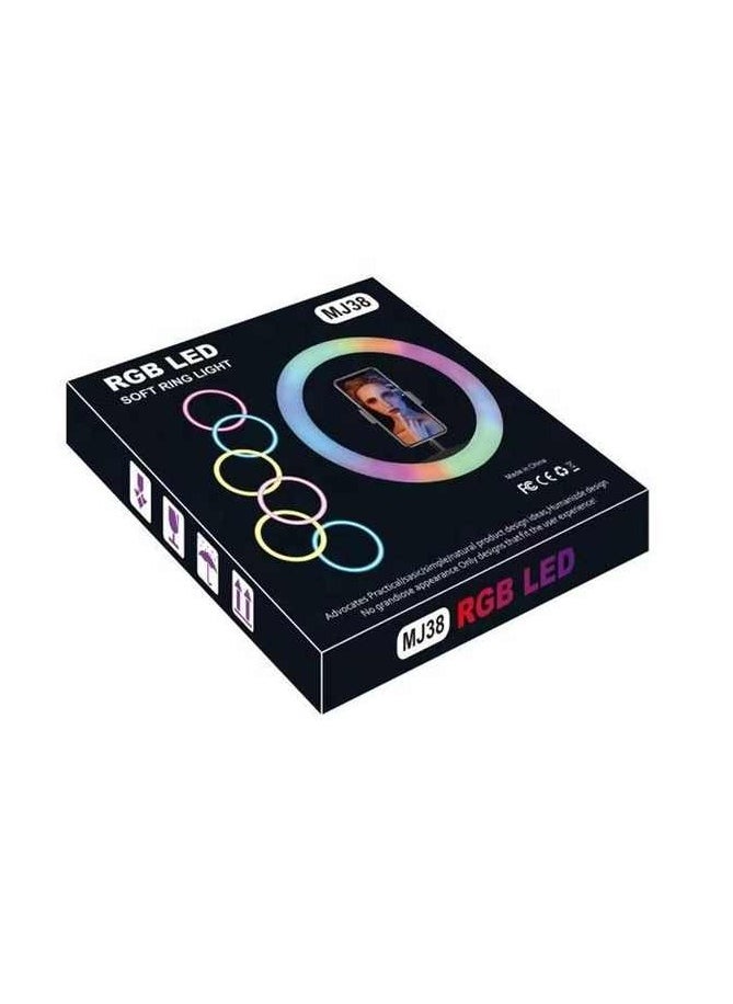 MJ38 RGB Circle Photography Lighting Led RGB Ring Light with Phone Tripod Stand for Selfile Live