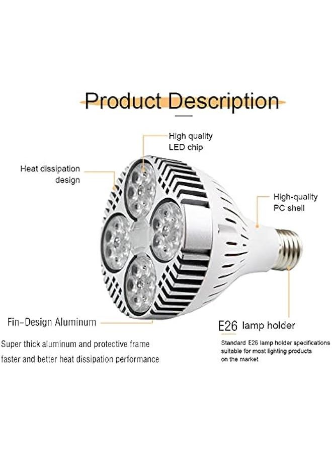 35W(75w Equivalent) PAR30 24pcs LEDs Warm White Spotlight Bulb E26 Project Tracking Light 24 Degree Beam (35W, Warm White)