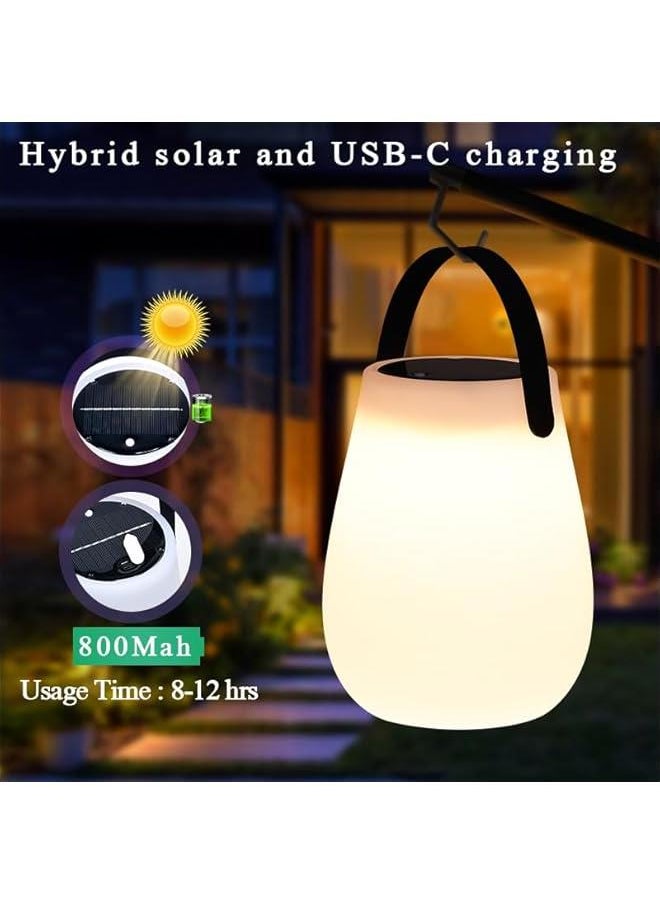 Solar Portable Light, Portable Outdoor Lantern Light with Remote Control, Solar Rechargeable 7 Color Round Bedside Lamp, Outdoor Camping Picnic Decorative Lighting (Solar Lantern)