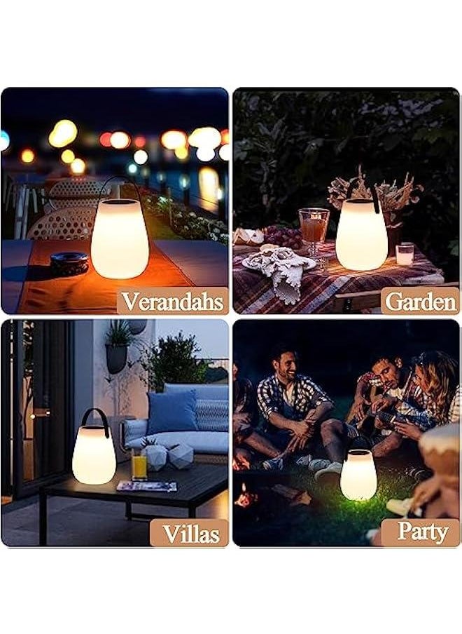 Solar Portable Light, Portable Outdoor Lantern Light with Remote Control, Solar Rechargeable 7 Color Round Bedside Lamp, Outdoor Camping Picnic Decorative Lighting (Solar Lantern)