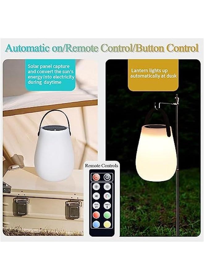 Solar Portable Light, Portable Outdoor Lantern Light with Remote Control, Solar Rechargeable 7 Color Round Bedside Lamp, Outdoor Camping Picnic Decorative Lighting (Solar Lantern)