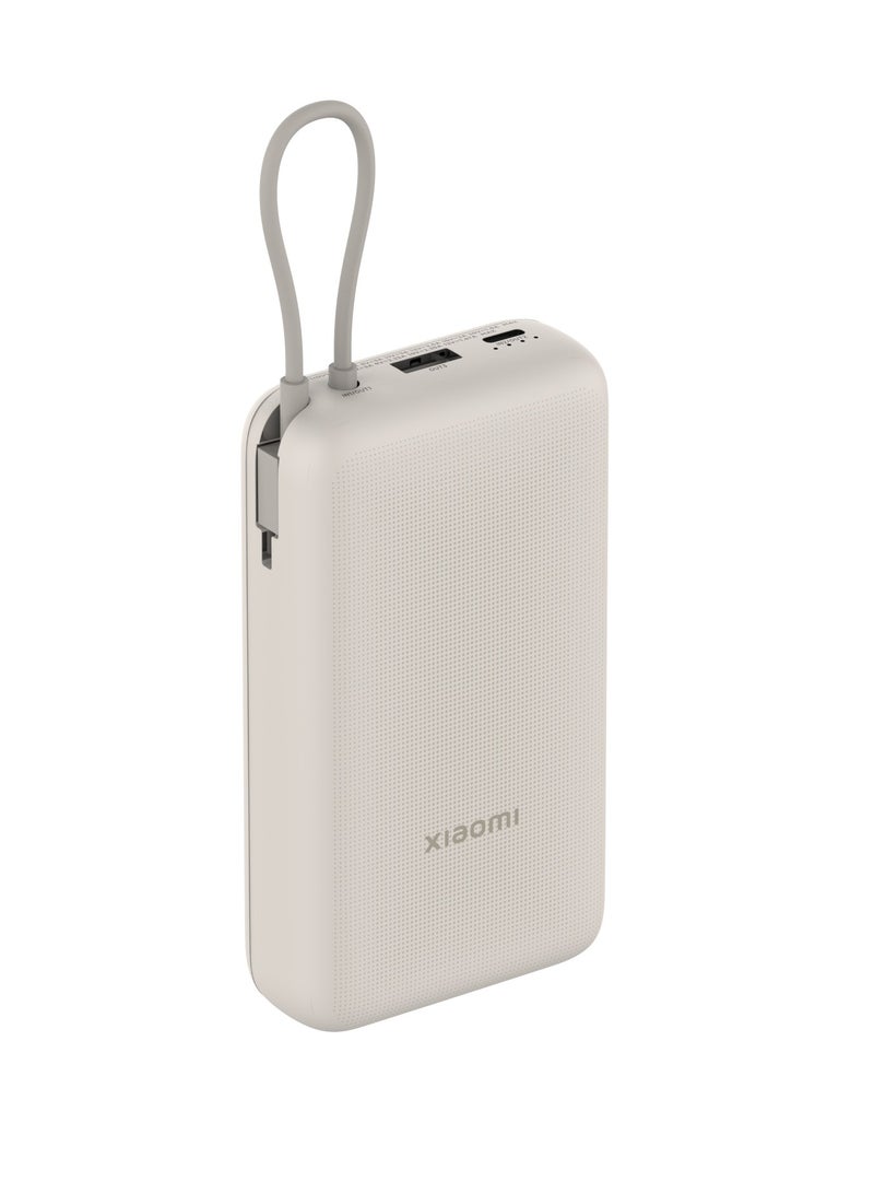 10000 mAh Power Bank 10000mAh (Integrated Cable) Tan | 22.5W MAX fast charging | 37Wh 3.7V 10000mAh Battery Power Tan