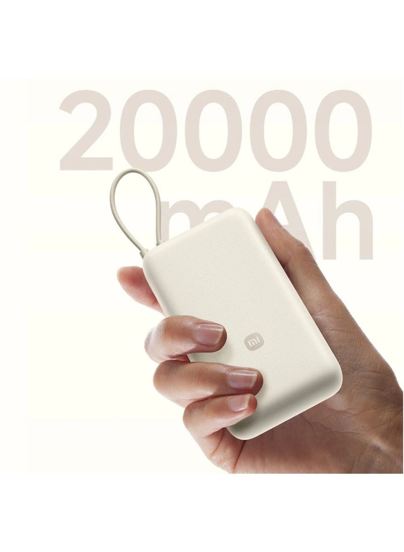 20000 mAh 33W Power Bank 20000mAh (Integrated Cable) Tan | High capacity, long battery life with two-way fast charging | 3 Ports Output Tan