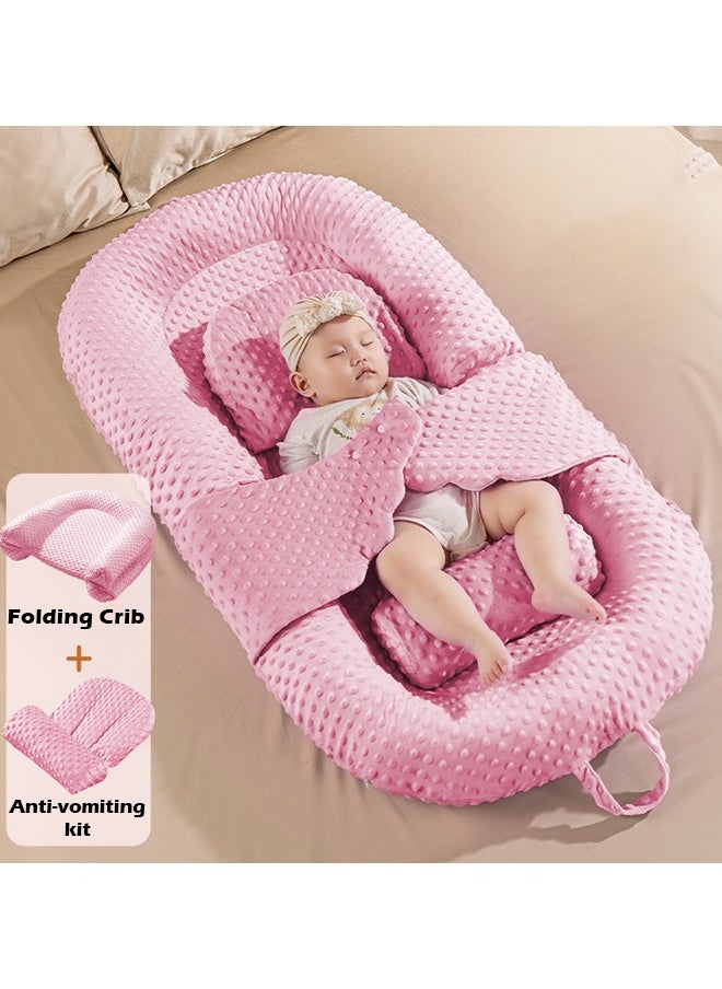 Snugly Fit Baby Crib Sleeping Bed Nest with Anti-Vomiting Pillow, Portable Infant Lounger and Soothing Sleep Mat